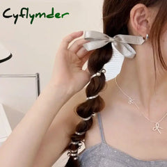 Cyflymder Elegant Bowknot Telephone Wire Line Elastic Rubber Braided Fashion Hair Rope Hairband Women Girls Pongtaill