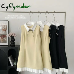 Cyflymder Elegant Chic Sleeveless Fake Two Dress Woman 2024 Summer Korean Fashion Y2K Mini Vintage