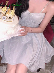 Cyflymder Elegant Evening Party Midi Dress Women Backless France Vintage Sexy Strap Female Bow