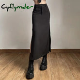 Cyflymder Elegant Mall Gothic Trumpet Women Midi Skirts Grunge High Waist Split Sexy Club Long Skirt Slim Party