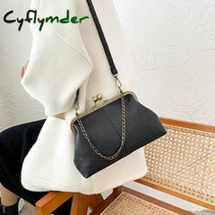 Cyflymder Elegant PU Women Small Shoulder Bag Luxury Designer Clip Clutch Retro Ladies Purse and Handbags Crossbody