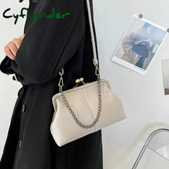 Cyflymder Elegant PU Women Small Shoulder Bag Luxury Designer Clip Clutch Retro Ladies Purse and Handbags Crossbody