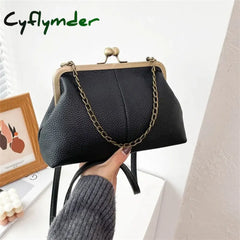 Cyflymder Elegant PU Women Small Shoulder Bag Luxury Designer Clip Clutch Retro Ladies Purse and Handbags Crossbody