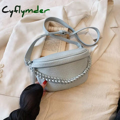 Cyflymder Elegant Solid Colour Pu Leather Waist Bags For Women Simple Design Fanny Pack Female