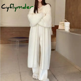 Cyflymder Elegant Sweet Long Sweater Cardigan Women Korean Style Sweaters Coat Autumn Winter Solid Loose Casual Vintage