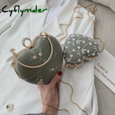 Cyflymder Embroidery Flowers Design Women Heart Clutch Christmas Party Evening Bags Gold Chain