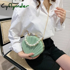 Cyflymder Evening Bags Shell Shape Women Clutch New Wedding Bridal Handbag Pearl Beaded Fashion