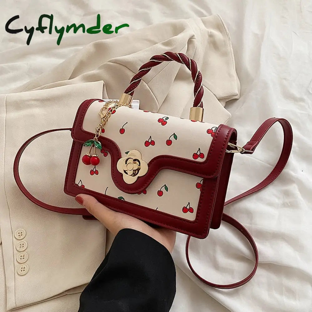 Cyflymder Exquisite Small Bags Women New Fashion Versatile Messenger Bag Sweet Cherry Square Chains