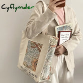 Cyflymder Extra Thick Canvas Female Shoulder Bag Van Gogh Morris Vintage Oil Painting Zipper Books