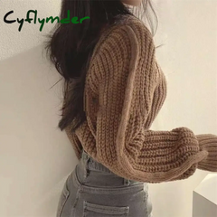 Cyflymder Fall Outfit Loose Vintage Harajuku Lantern Long Sleeve Women Sweater Korean Autumn Knit