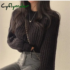 Loose Vintage Harajuku Lantern Long Sleeve Women Sweater Korean Autumn Knit Soft Warm Top Chic Pullovers Solid Femme Sweater