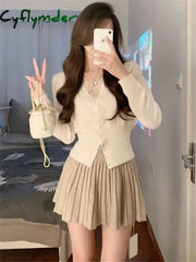 Cyflymder FALL OUTFITS Autumn Winter Cardigan for Women Patchwork Lace Long Sleeve Fashion Korean Knitted Sweet Sweater
