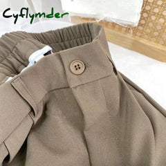Cyflymder Fall Spring Black Suit Haren Pants Women Fashion Elastic High Waist Casual Trousers Woman Korean Style Solid