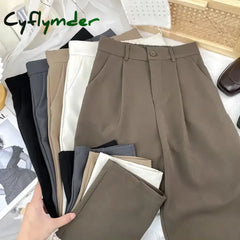 Cyflymder Fall Spring Black Suit Haren Pants Women Fashion Elastic High Waist Casual Trousers Woman Korean Style Solid