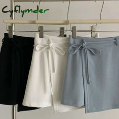 Fashion Asymmetrical Lace Up Solid Skirt Women Clothing Simple Sexy High Waist A-Line Skirts Gyaru Bottoms Streetwear Vintage