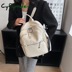 Cyflymder Fashion Backpack For Women Teenage Retro Pu Leather High Quality College School Bags