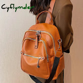 Cyflymder Fashion Backpack For Women Teenage Retro Pu Leather High Quality College School Bags
