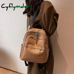 Cyflymder Fashion Backpack For Women Teenage Retro Pu Leather High Quality College School Bags