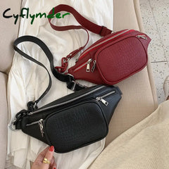Cyflymder Fashion Bags For Women Stone Pattern Pu Leather Chain Waist Bag Bananka Leisure Fanny