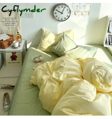 Cyflymder Fashion Bedding Set White Green Double Bed Linens Nordic Duvet Cover Pillowcase Queen Size Flat Sheet Classic
