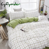 Fashion Bedding Set White Green Double Bed Linens Nordic Duvet Cover Pillowcase Queen Size Flat Sheet Classic Grid Kids Winter