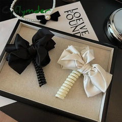 Cyflymder Fashion Bow Telephone Wire Hair Loop Spiral Coil Hair Rope High Elastic Bubble Braid Elastic Hair Bands