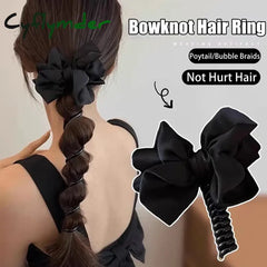 Cyflymder Fashion Bow Telephone Wire Hair Loop Spiral Coil Hair Rope High Elastic Bubble Braid Elastic Hair Bands