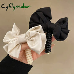 Cyflymder Fashion Bow Telephone Wire Hair Loop Spiral Coil Hair Rope High Elastic Bubble Braid Elastic Hair Bands