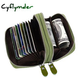 Cyflymder Fashion Brand Women Id Card Holder Genuine Leather Double Zipper Ladies Credit Case