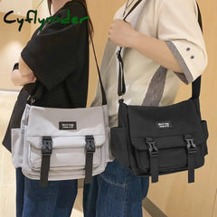 Cyflymder Fashion Buckle Women Shoulder Bag Unisex College Student Schoolbag Cool Boy Girl