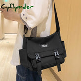 Cyflymder Fashion Buckle Women Shoulder Bag Unisex College Student Schoolbag Cool Boy Girl