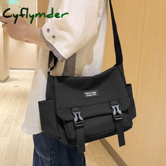 Cyflymder Fashion Buckle Women Shoulder Bag Unisex College Student Schoolbag Cool Boy Girl