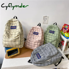 Cyflymder Fashion College School Bag Casual New Simple Women Backpack Plaid Book Packbags For