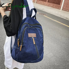 Cyflymder Fashion Denim Women’s Backpack Simple Small Feminina Travel Casual Large Capacity