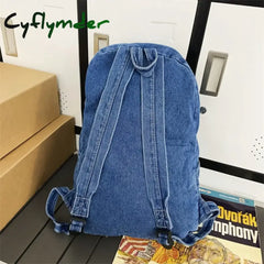 Cyflymder Fashion Denim Women’s Backpack Simple Small Feminina Travel Casual Large Capacity