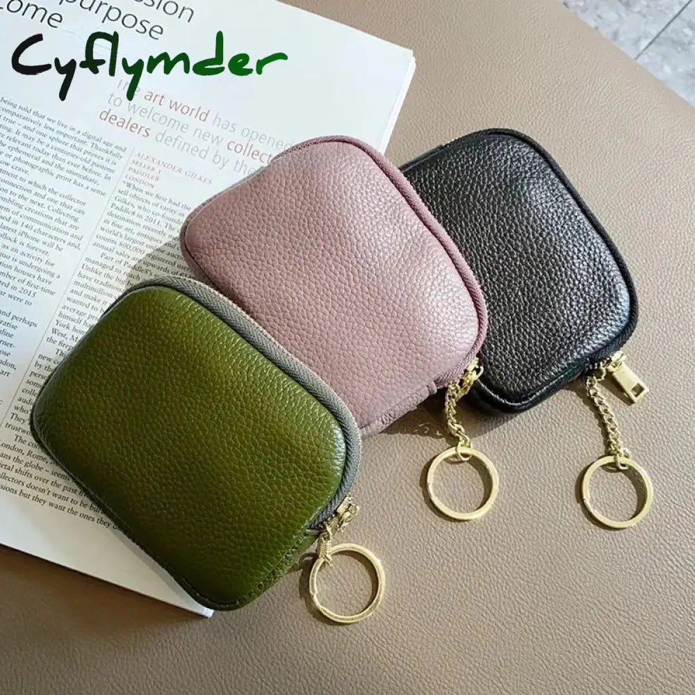 Cyflymder Fashion Genuine Leather Short Women Wallet Clutch Coin Purse Card Holder Organizer Bags Mini Zipper Cute
