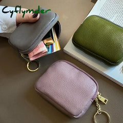 Cyflymder Fashion Genuine Leather Short Women Wallet Clutch Coin Purse Card Holder Organizer Bags Mini Zipper Cute