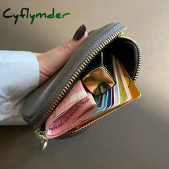 Cyflymder Fashion Genuine Leather Short Women Wallet Clutch Coin Purse Card Holder Organizer Bags Mini Zipper Cute