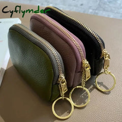 Cyflymder Fashion Genuine Leather Short Women Wallet Clutch Coin Purse Card Holder Organizer Bags Mini Zipper Cute