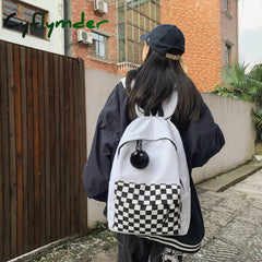Cyflymder Fashion Girls Plaid Backpack Waterproof Leisure Shoulder Bag Women Laptop Mochila Bookbag