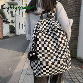 Cyflymder Fashion Girls Plaid Backpack Waterproof Leisure Shoulder Bag Women Laptop Mochila Bookbag