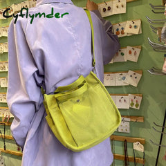 Cyflymder Fashion Handbag Female Canvas Casual Tote Student Shoulder Bag Solid Color Messenger Bags