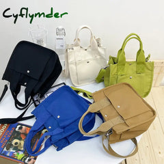 Cyflymder Fashion Handbag Female Canvas Casual Tote Student Shoulder Bag Solid Color Messenger Bags