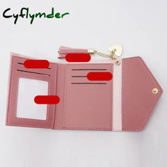 Cyflymder Fashion Heart Hasp Women Short Wallet Coin Pouch Solid Color Large Capacity Credit Card Holder Card Wallets