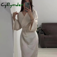 Cyflymder Fashion High End Light Luxury Goddess Spaghetti Dress Autumn Winter New Style Waist Sexy