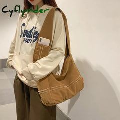 Cyflymder Fashion Ladies Messenger Bag Large Capacity Shopping Unisex Canvas Student Shoulder Solid