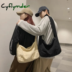 Cyflymder Fashion Ladies Messenger Bag Large Capacity Shopping Unisex Canvas Student Shoulder Solid