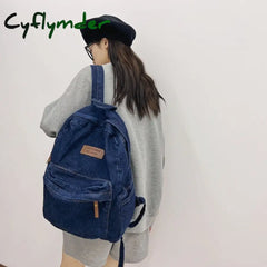 Cyflymder Fashion Ladies Soft Canvas School Backpack Trendy Denim Boy Girl Travel Student Bag Male