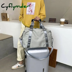 Cyflymder Fashion Large Travel Bag Women Cabin Tote Handbag Nylon Waterproof Shoulder Weekend Gym