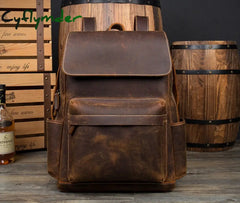 Cyflymder Fashion Leather Backpack Men Male Laptop For 15.6 Inch Computertravel Men’s Bagpack